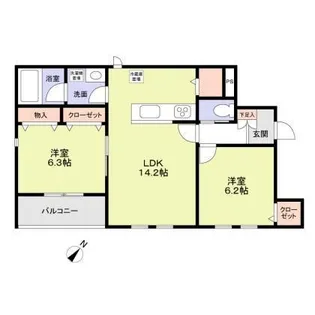 カーサオーヴェスト駕籠町【2階】の間取り