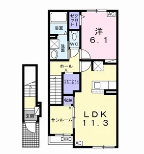 ロスペロスII【2階】の間取り