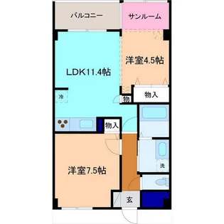 キャトルセゾン【3階】の間取り