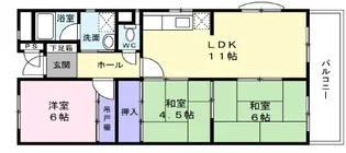 帝塚山ガーデンハイツ 1号棟【5階】の間取り
