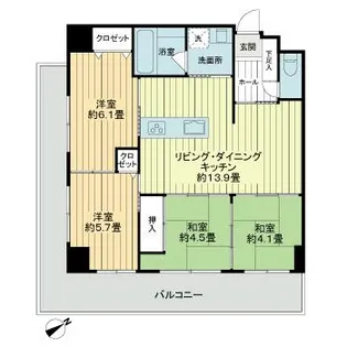 ウイングシャトー那覇リバーガーデン【4階】の間取り