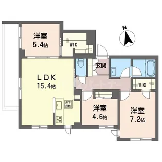 ヒュッゲ ヤード【1階】の間取り