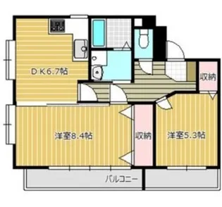 ヴィラ茶町通り【6階】の間取り