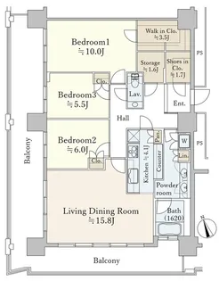 パークタワー品川ベイワード【18階】の間取り