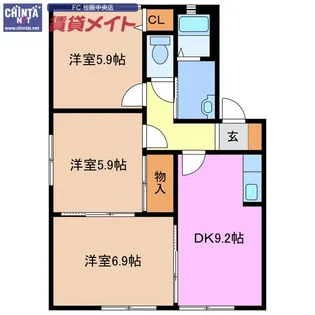 ボヌール泰山 D【1階】の間取り