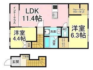 福岡県北九州市八幡東区東山2【アパート】の間取り