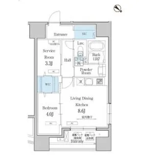 デュオフラッツ池尻大橋【12階】の間取り