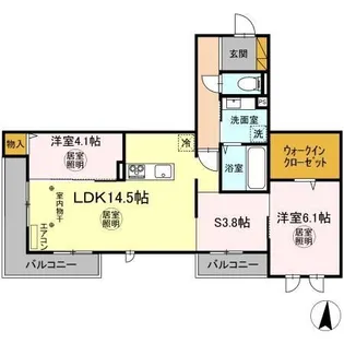 茨城県ひたちなか市東石川1【アパート】の間取り
