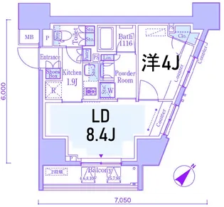 GRAN PASEO横濱関内PREMIUM【7階】の間取り