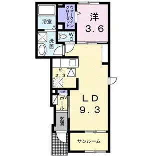 イースト ワン ピース【1階】の間取り