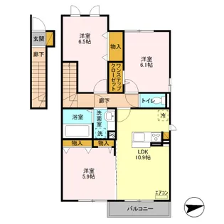 サンメゾン大平B【2階】の間取り