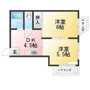 サンデンハイツ【2階】の間取り