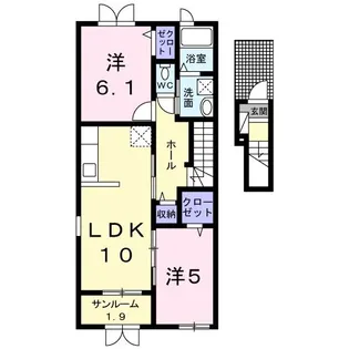 アメジストA【2階】の間取り