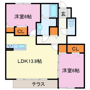 DANRAN B棟【1階】の間取り