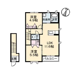 ラ・フォーレ三洸 壱番館【2階】の間取り