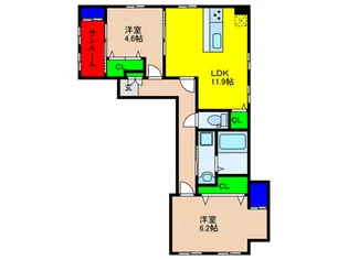ZIP OHORI SOUTH【2階】の間取り