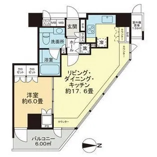 シティタワー四谷【5階】の間取り