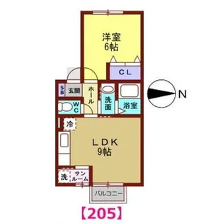 ウィルモア・ラパン【2階】の間取り