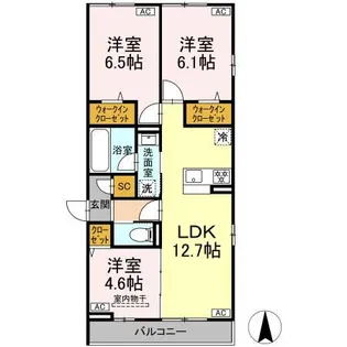セレスティア西加平【2階】の間取り