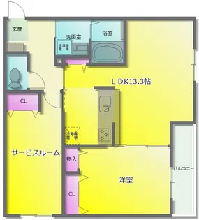ヌーベル上之島A棟【1階】の間取り
