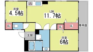 シティハイム フォーサン御影【1階】の間取り