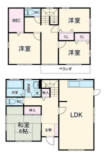 愛知県岡崎市上六名1【一戸建】の間取り