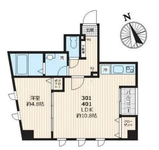 ピークサイドレジデンス早稲田【4階】の間取り