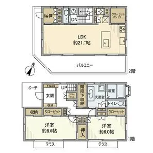 神奈川県藤沢市鵠沼海岸3【一戸建】の間取り