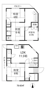グランディア熊内橋【4階】の間取り