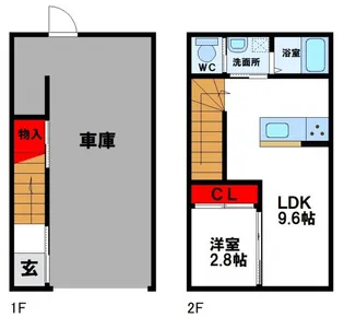 Excel Garage 小倉南A棟【2階】の間取り