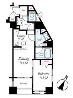 デュオ・スカーラ西麻布タワーCENTRAL【10階】の間取り