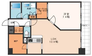 KDX堺筋本町レジデンス【15階】の間取り