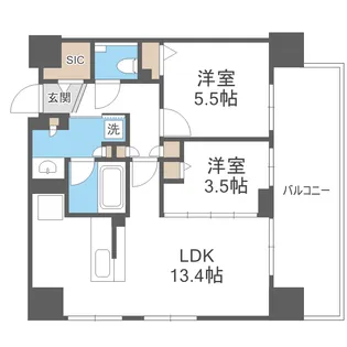 レーベン環状通東THE RESIDENCE【11階】の間取り