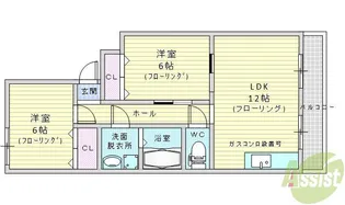 第1マンション寺直【6階】の間取り
