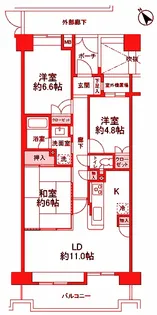 東急ドエル・アルスあざみ野サウスヒルアネックス【2階】の間取り
