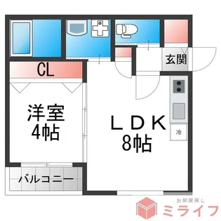 セレニティ勝山北【1階】の間取り