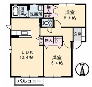 レフィナード B棟 0101号室【1階】の間取り