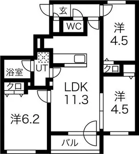メニーズコート北光プレミア【5階】の間取り