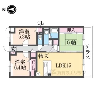 ボヌール宝塚【1階】の間取り