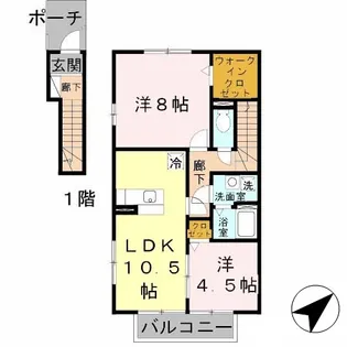 ローズコート野添B棟【2階】の間取り