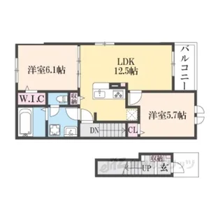 プラシード第3長田【2階】の間取り