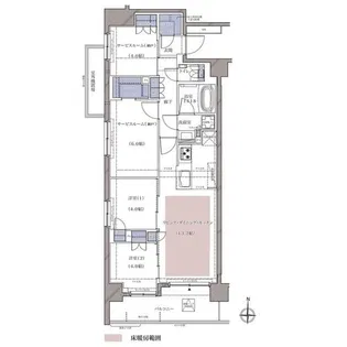 ディームス横濱青木町【6階】の間取り