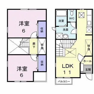ウィロー・マーシュA【1階】の間取り