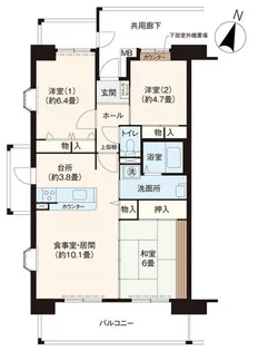 URルゼフィール金楽寺町【10階】の間取り