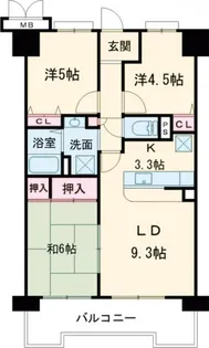 グリーンコーポ東生駒【3階】の間取り
