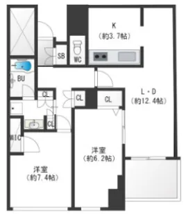 ジオタワー天六【32階】の間取り
