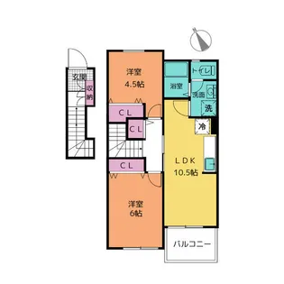シャン・ド・フルールI【2階】の間取り