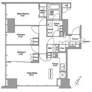 東京都港区高輪1【マンション】の間取り
