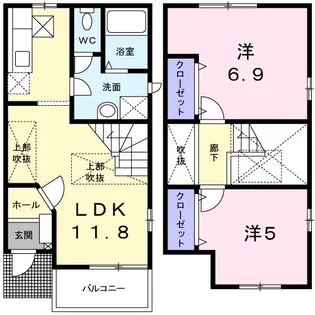 クレストヒルズ【1階】の間取り
