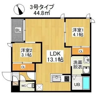 福岡県福岡市東区若宮5【アパート】の間取り